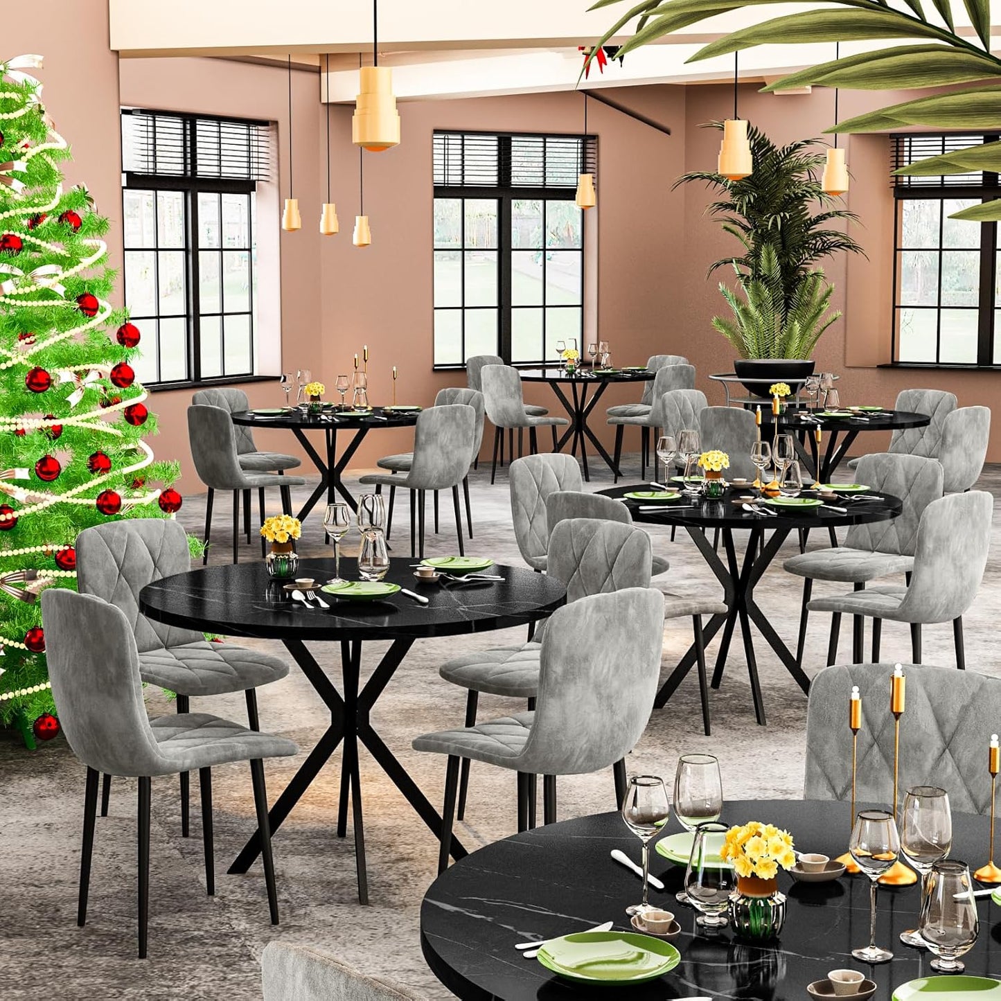 LTTROMAT Round Dining Table Set for 4