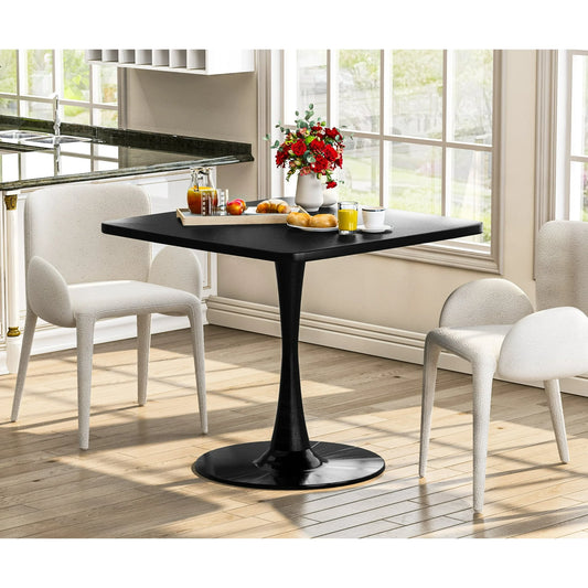 LTTROMAT Black Square Dining Table, 31.5-inch Tulip Pedestal for Living Room & Small Spaces