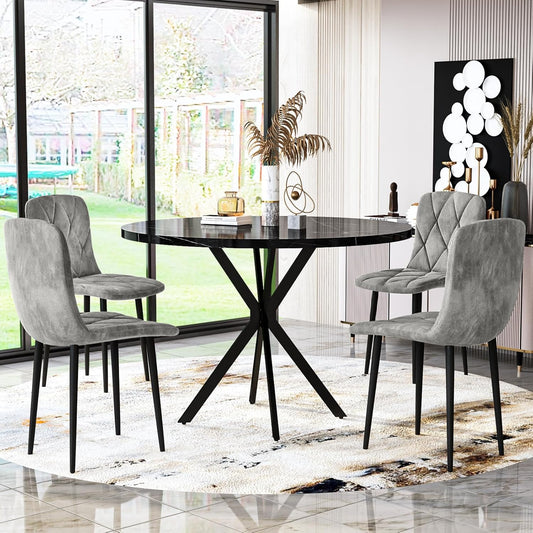 LTTROMAT Round Dining Table Set for 4