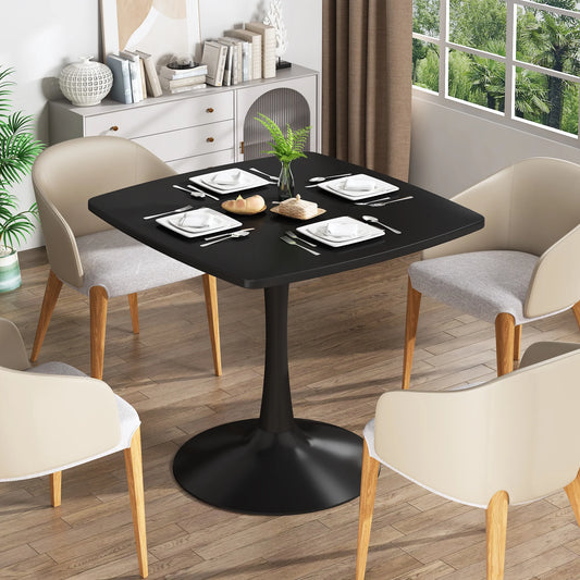 LTTROMAT Black Square Dining Table, 31.5-inch Tulip Pedestal for Living Room & Small Spaces